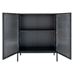 Adelaide vitrineskap rillet glass sort 90 x 35 x 120cm