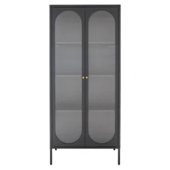 Adelaide vitrineskap rillet glass sort 80 x 35 x 180 cm