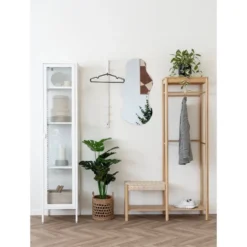 Brisbane smalt vitrineskap 1 glassdør hvit stål 40 x 35 x 180 cm