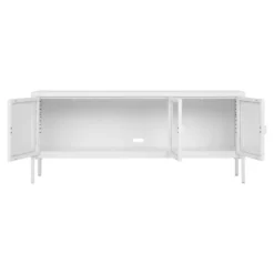 Brisbane TV-benk 3 glassdører hvit stål 130x40x55 cm