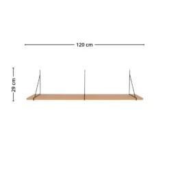 Chiba vegghylle askefiner sort stålramme 120 x 29 cm
