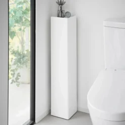 Diskré toalettpapirholder med hjul hvit 80,5 cm