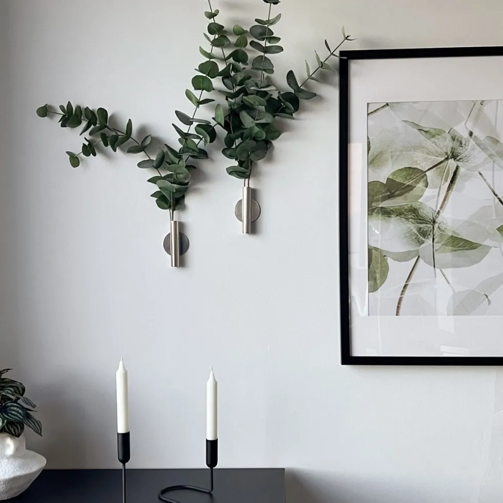Eucalyptus & Manhattan veggvase, sølv