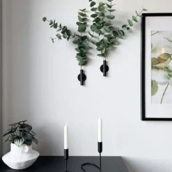 Eucalyptus & Manhattan veggvase, sort matt