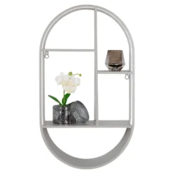 Feira vegghylle oval stål kjølig grå 35 x 15 x 60 cm