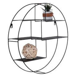 Genk vegghylle stål sort diameter 47 x 10 cm