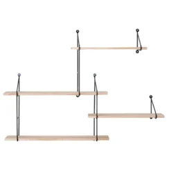 Harlem vegghylle sort metall/natur tre 99 cm