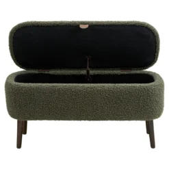 Harlow benk med oppbevaring teddy grønn 95x37x45 cm
