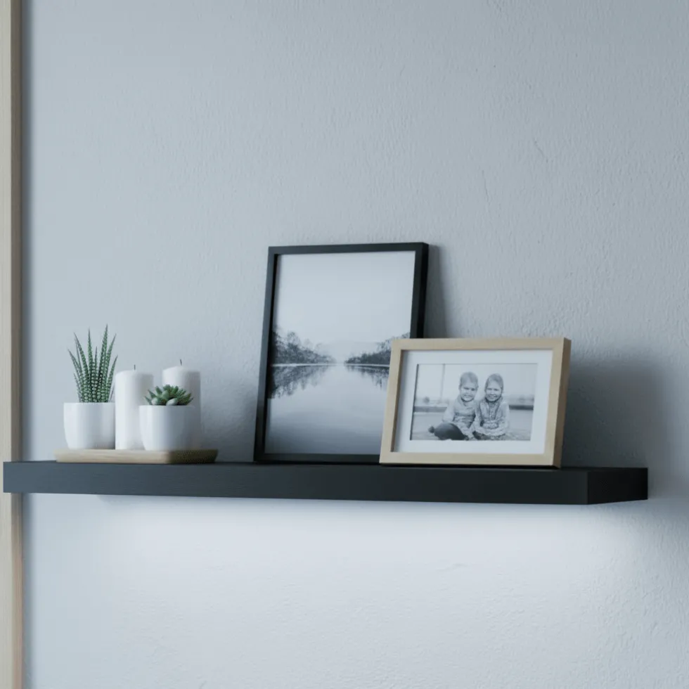 Hylle med LED-lys sort