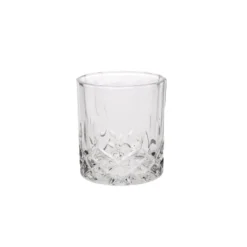 Karaffelsett i slipt glass med fire whiskyglass