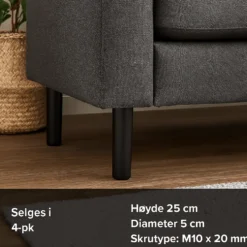 Klassisk møbelben, sort tre