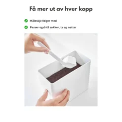 Lufttett kaffeboks med måleskje hvit 1,6L
