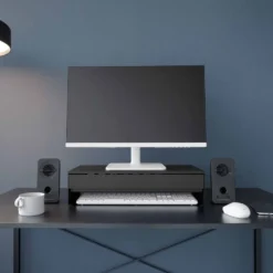 Monitorstativ med skuff sort 50 x 24 x 12,8 cm