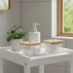 Oppbevaringsboks med bambuslokk 9,5 x 8,5 cm