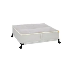 Oppbevaringsboks under seng med hjul beige 66 x 60 cm