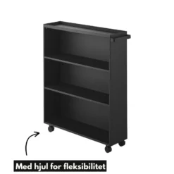 Oppbevaringsvogn med hjul sort 59 x 70 cm