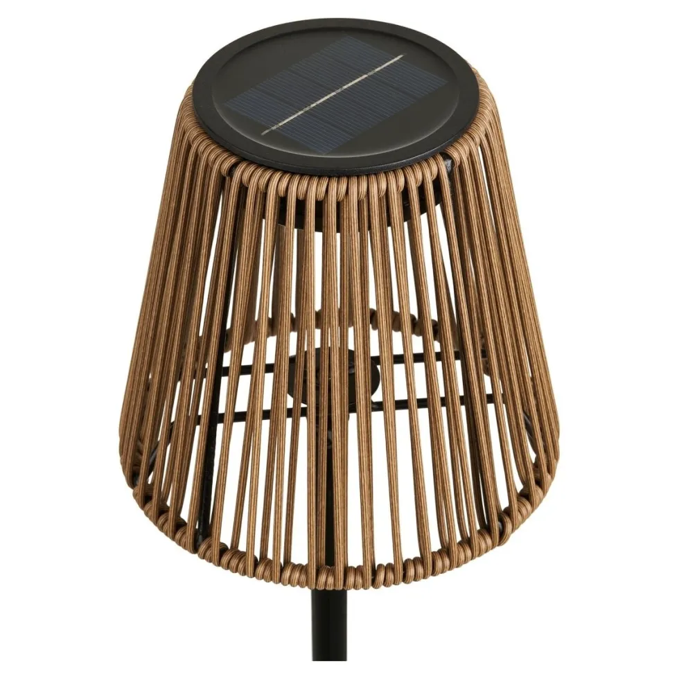 Oppladbar lampe med solpanel brun/sort