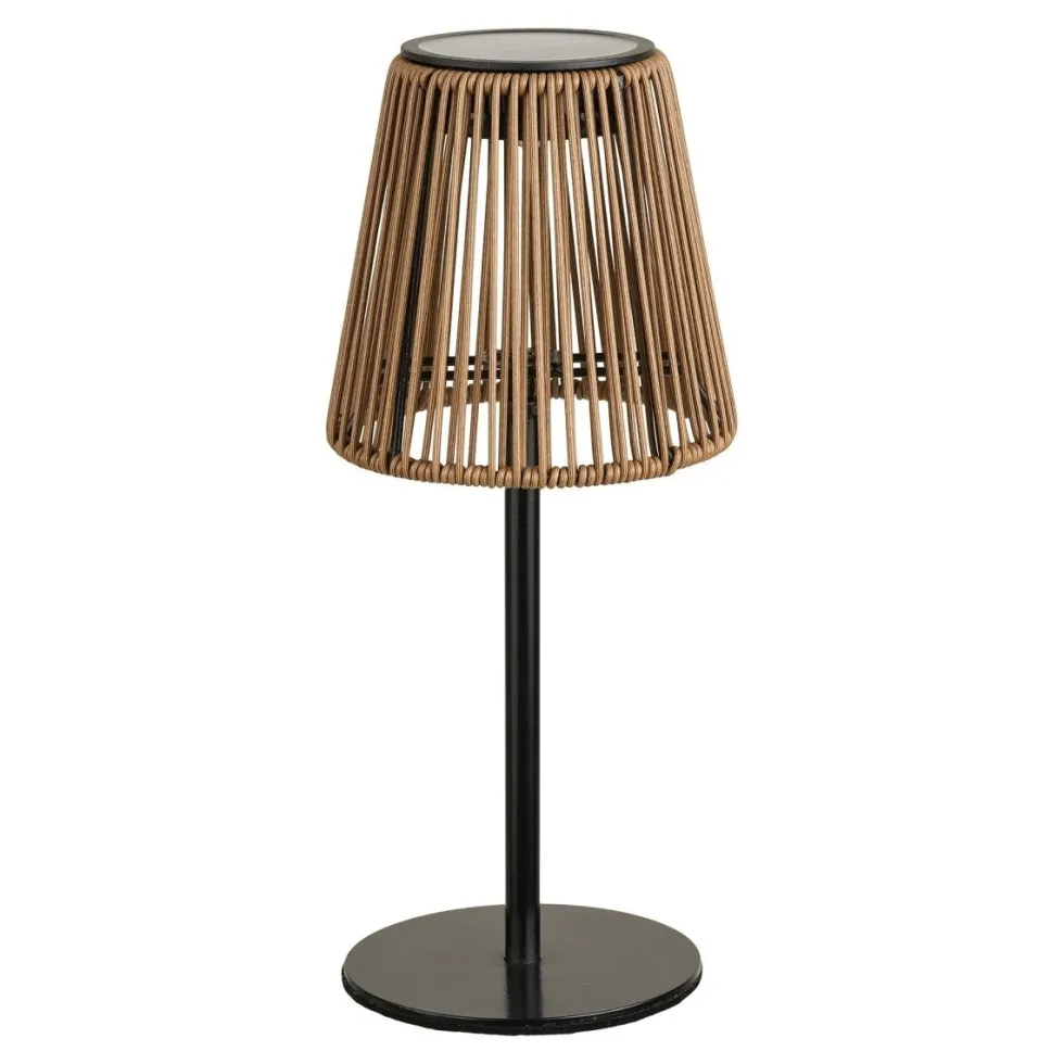Oppladbar lampe med solpanel brun/sort