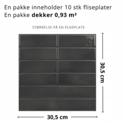 10-pk Adelina antrasitt silkematt selvklebende veggfliser