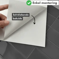 10-pk Adelina antrasitt silkematt selvklebende veggfliser