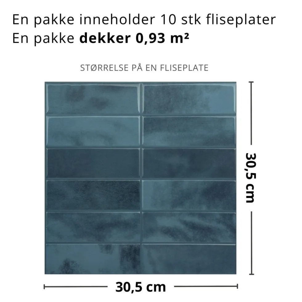 10-pk Adelina blå selvklebende veggfliser