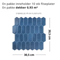 10-pk Alexandra blå selvklebende veggfliser