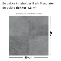 8-pk Amsterdam Grå selvklebende fliser