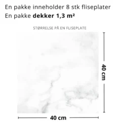 8-pk Athena hvit marmor selvklebende fliser