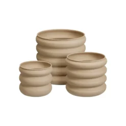3-pk Blomsterpotte lys brun galvanisert jern sett