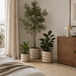3-pk Blomsterpotte lys brun galvanisert jern sett