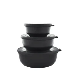 3-pk bollesett lav med lokk sort