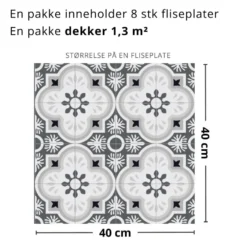 8-pk Copenhagen selvklebende fliser 40 x 40 cm