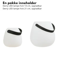 2-pk Derry LED lampe, oppladbar