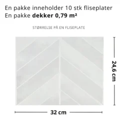 10-pk Evelina hvit selvklebende veggfliser