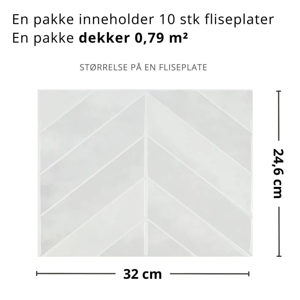 10-pk Evelina hvit selvklebende veggfliser