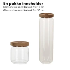 2-pk Glasskrukker med trelokk