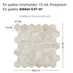 10-pk Grace hexagon selvklebende veggfliser