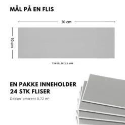 24-pk Hailey grå selvklebende veggfliser