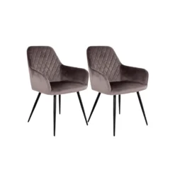 2-pk Harbo spisestol lys brun velur