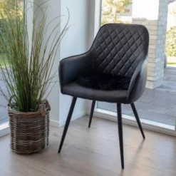 2-pk Harbo spisestol sort PU-skinn