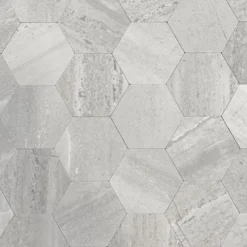 10-pk Hexagon lysegrå betong selvklebende veggfliser