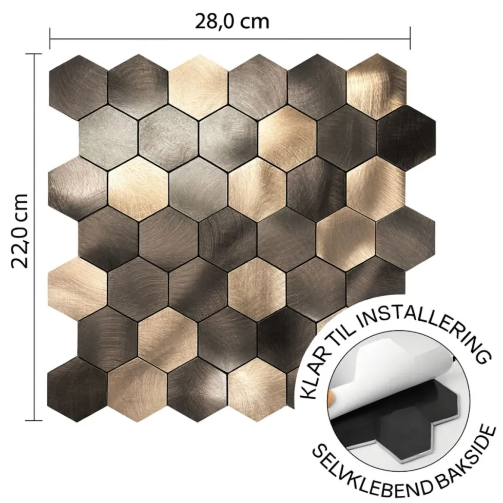 10-pk Latte hexagon selvklebende veggfliser