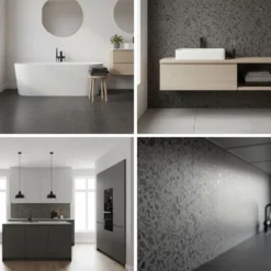 8-pk Lisboa Terrazzo mørkegrå selvklebende fliser