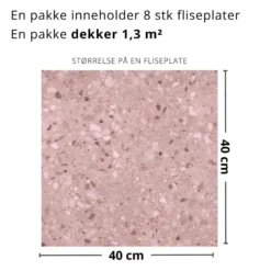8-pk Lisboa Terrazzo rose selvklebende fliser