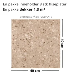 8-pk Lisboa Terrazzo sand selvklebende fliser
