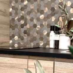 10-pk Mocca hexagon selvklebende veggfliser