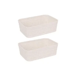 2-pk Oppbevaringskurv sandfarget 19 x 13,5 x 6 cm