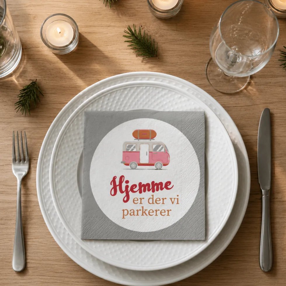 20-pk Servietter: "Hjemme er der vi parkerer"