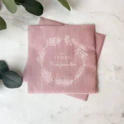 20-pk Servietter til konfirmasjon rosa