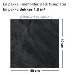 8-pk Skifer antrasitt selvklebende fliser